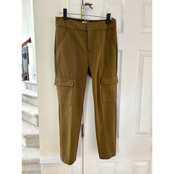 Anthropologie Essential Slim Olive Green Cargo Cropped Ankle Trouser Pants - Picture 2 of 6
